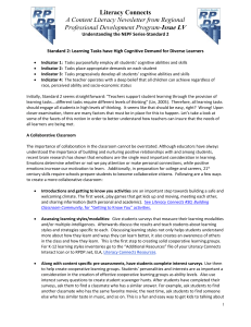 Literacy Connects A Content Literacy Newsletter from Regional Issue LV