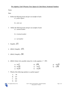 Pre-Algebra, Unit 9 Practice Test: Square &amp; Cube Roots; Irrational...