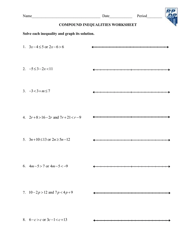 Name____________________________________ Date____________ Inside Solving Compound Inequalities Worksheet