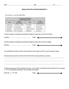 1) Write and graph an inequality that represents the heights... INEQUALITIES APPLICATIONS WORKSHEET #1