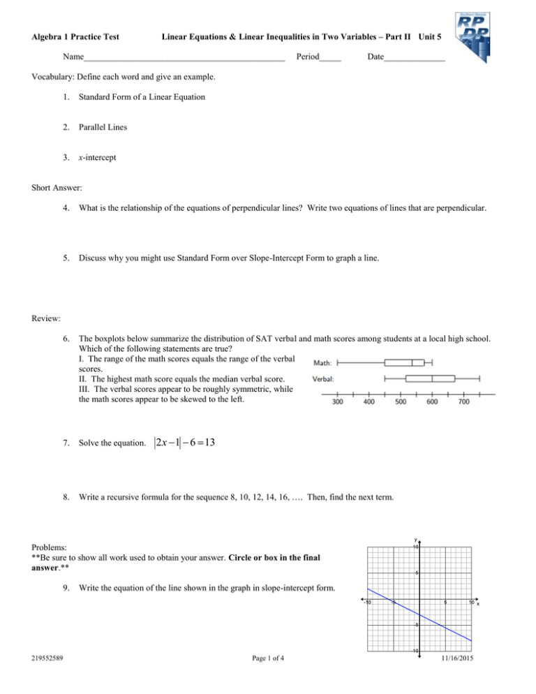 unit 4 linear equations answer key homework 11