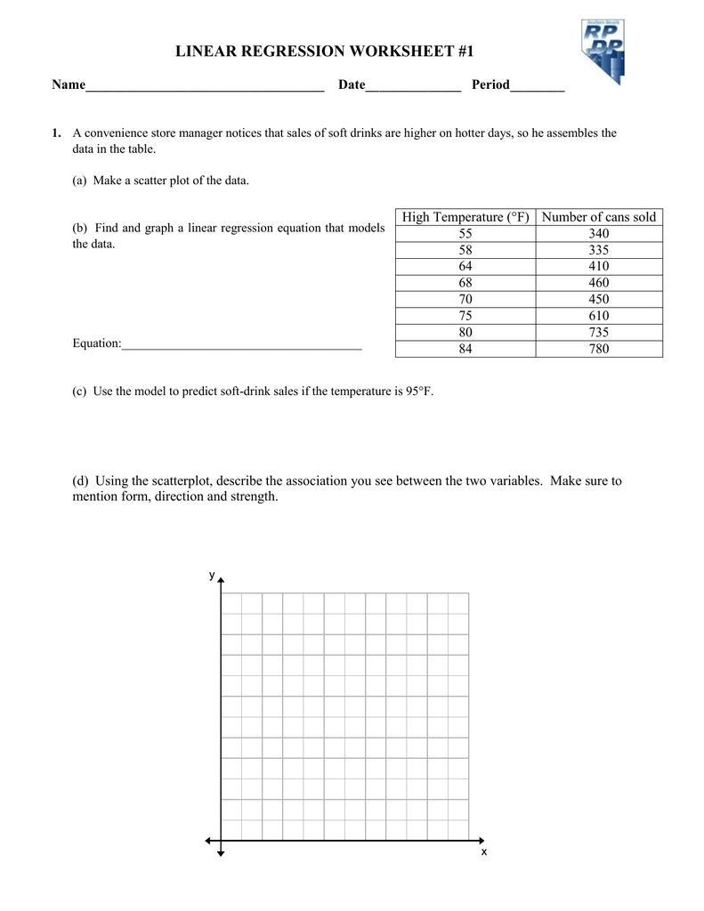 Linear Regression Practice Worksheet Answers