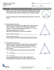 Geometry – Unit 5 Practice  Name: _____________________________! Isosceles Triangles