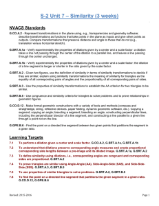– Similarity (3 weeks) S-2 Unit 7 NVACS Standards