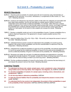 – Probability (3 weeks) S-2 Unit 9 NVACS Standards