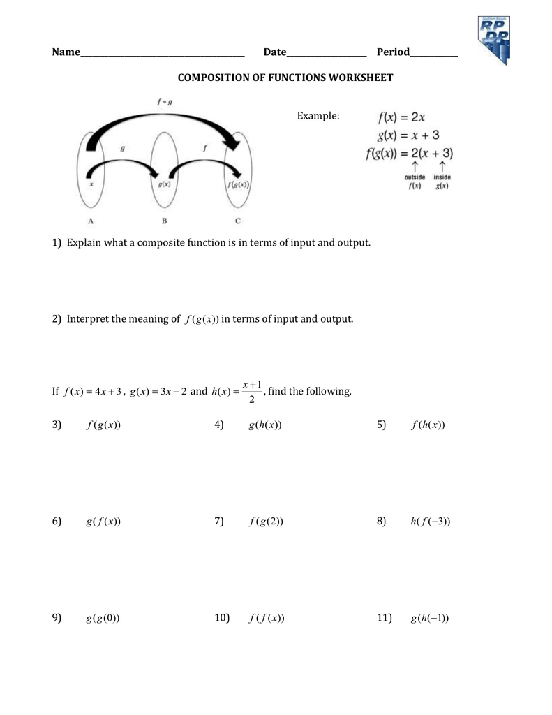 Name_________________________________________ With Regard To Composition Of Functions Worksheet