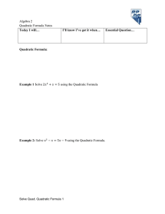 Solve by the Quadratic Formula Class Notes (doc)