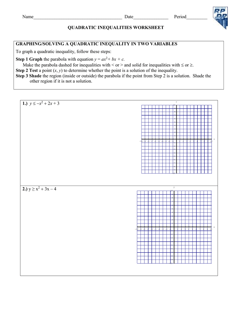 Name______________________________________ Date_______________ Pertaining To Two Step Inequalities Worksheet