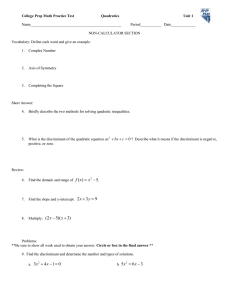 College Prep Math Graphing Quadratic Functions Notes