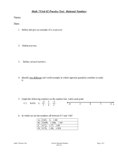 Math 7/Unit 02 Practice Test:  Rational Numbers  Name: Date: