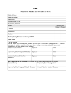 FORM 1 Description of Duties and Allocation of Hours