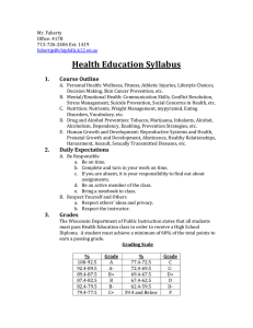 Health Education Syllabus 1. Course Outline