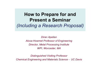 How to Prepare for and Present a Seminar (Including a Research Proposal)