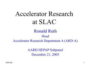 Accelerator Research at SLAC Ronald Ruth Head