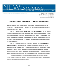 Santiago Canyon College Holds 7th Annual Commencement