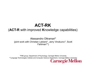 ACT-RK ACT-R Alessandro Oltramari* (joint work with Christian Lebiere*, Jerry Vinokurov*, Scott