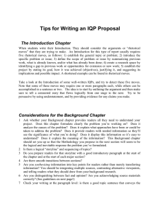 Tips for Writing an IQP Proposal  The Introduction Chapter