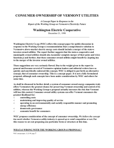 CONSUMER OWNERSHIP OF VERMONT UTILITIES Washington Electric Cooperative