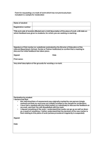 Form for requesting a re-mark of work which has not... included in a sample for moderation