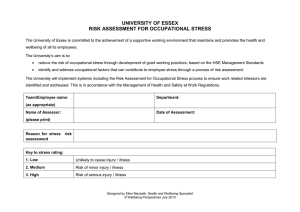UNIVERSITY OF ESSEX RISK ASSESSMENT FOR OCCUPATIONAL STRESS