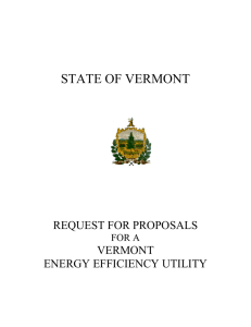 STATE OF VERMONT REQUEST FOR PROPOSALS  VERMONT