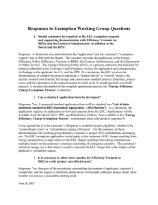 Responses to Exemption Working Group Questions