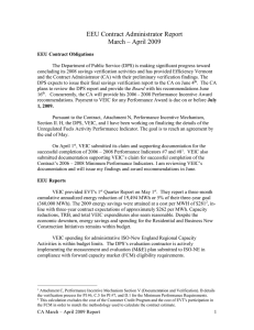 EEU Contract Administrator Report March – April 2009