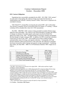 Contract Administrator Report October – December 2008