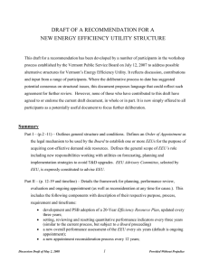 DRAFT OF A RECOMMENDATION FOR A NEW ENERGY EFFICIENCY UTILITY STRUCTURE