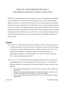 DRAFT OF A RECOMMENDATION FOR A NEW ENERGY EFFICIENCY UTILITY STRUCTURE