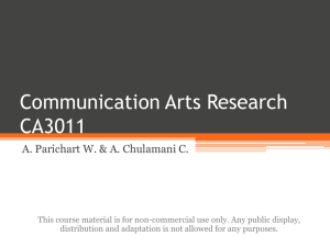 Communication Arts Research CA3011 A. Parichart W. &amp; A. Chulamani C.