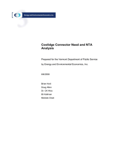 Coolidge Connector Need and NTA Analysis