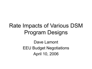 Rate Impacts of Various DSM Program Designs Dave Lamont EEU Budget Negotiations