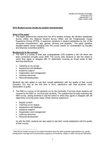 1.  The  paper  presents the results from... Survey  (SSS),  the  National  Student ... 2012 Student survey results by student characteristics