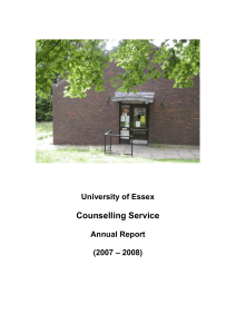 Counselling Service  University of Essex Annual Report