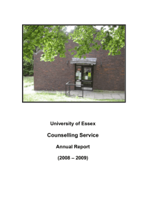 Counselling Service  University of Essex Annual Report