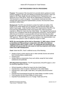 Interim BTA Procedures for Trade Partners