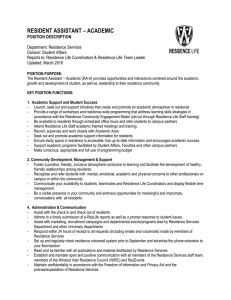 RESIDENT ASSISTANT – ACADEMIC