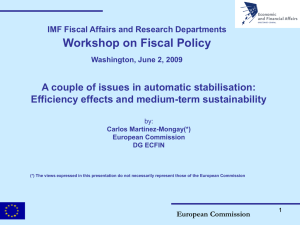 Workshop on Fiscal Policy A couple of issues in automatic stabilisation: