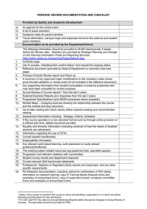 PERIODIC REVIEW DOCUMENTATION AND CHECKLIST
