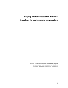 Shaping a career in academic medicine: Guidelines for mentor/mentee conversations