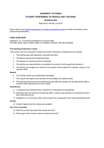 UNIVERSITY OF ESSEX STUDENT ASSESSMENT OF MODULE AND TEACHING Questionnaire