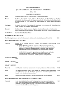 UNIVERSITY OF ESSEX QUALITY ASSURANCE AND ENHANCEMENT COMMITTEE 8 May 2013 UNAPPROVED MINUTES