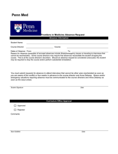 Penn Med Frontiers in Medicine Absence Request