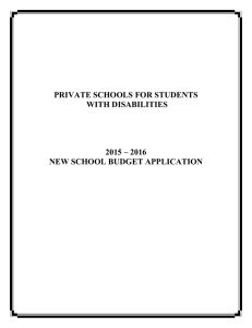 PRIVATE SCHOOLS FOR STUDENTS WITH DISABILITIES 2015 – 2016