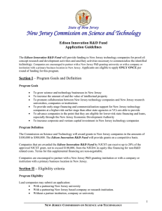 New Jersey Commission on Science and Technology Edison Innovation R&amp;D Fund