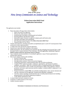 New Jersey Commission on Science and Technology Edison Innovation R&amp;D Fund