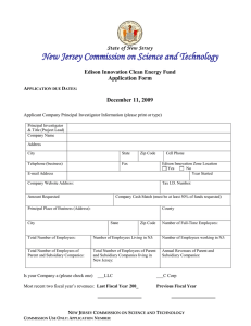 New Jersey Commission on Science and Technology Application Form December 11, 2009