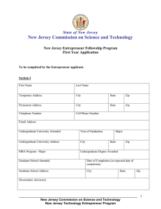 New Jersey Commission on Science and Technology State of New Jersey