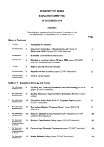 UNIVERSITY OF ESSEX EDUCATION COMMITTEE 10 DECEMBER 2014